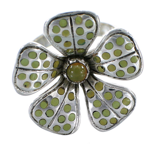 Genuine Sterling Silver Turquoise Flower Ring Size 5-3/4 RX59759